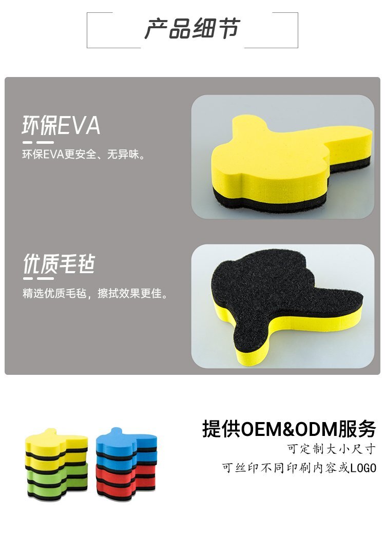 M67手指形定制EVA毛氈黑板白板擦-磁性板擦-無磁性板擦定制批發(fā)產(chǎn)品細(xì)節(jié)